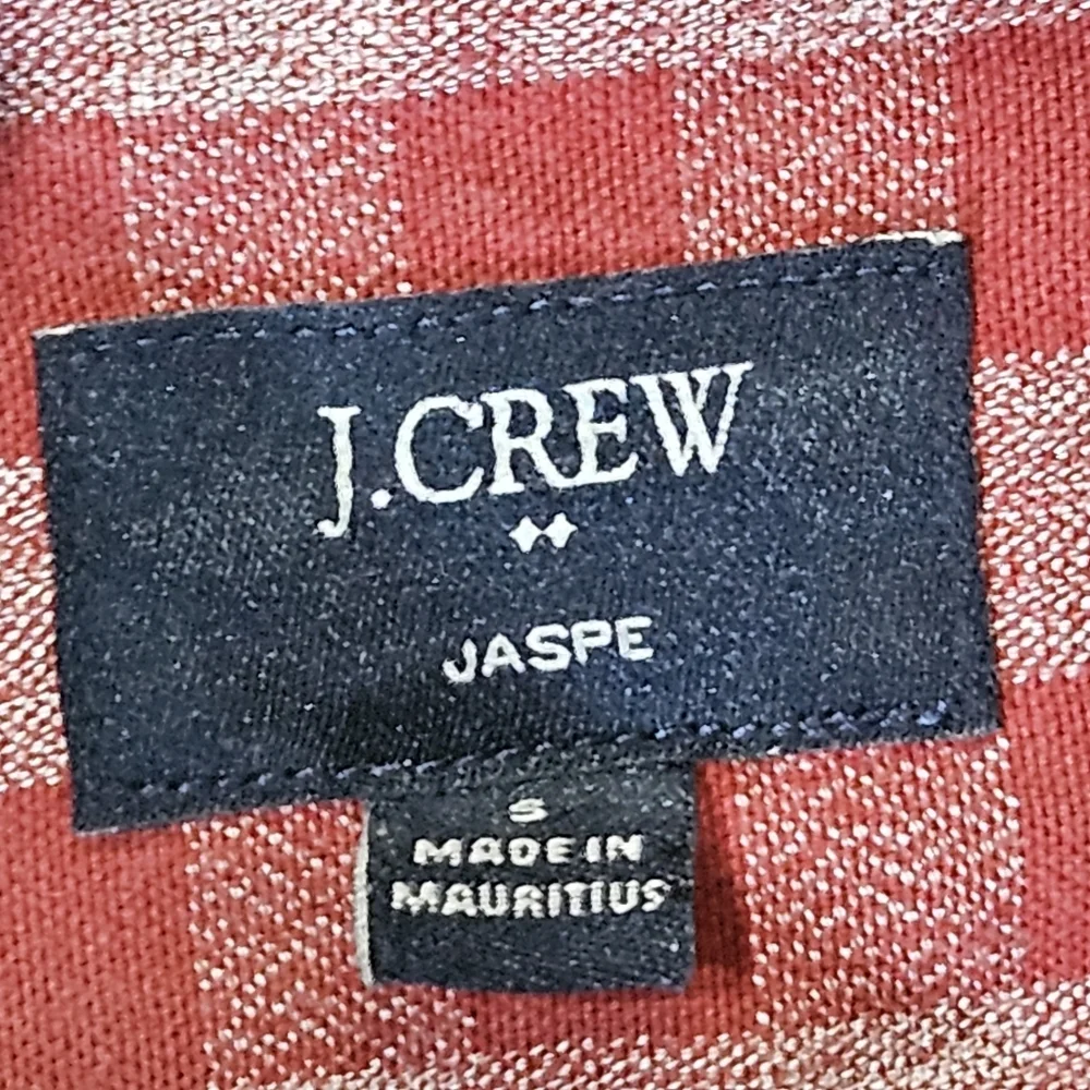 J.‎ Crew Mens Button Down Shirt Small Red White Checker Plaid Slim Fit